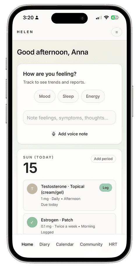 Helen makes any hormone regimen easy to follow. app preview