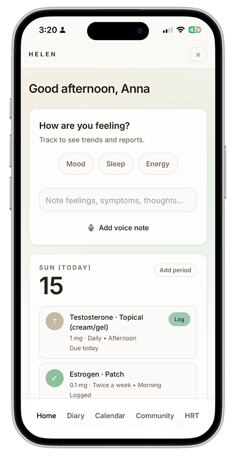 Helen makes any hormone regimen easy to follow. app preview